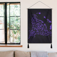 Hawaiian Map Manta Ray Purple Polynesian Hanging Poster - AH - Polynesian Pride