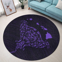 Hawaiian Map Manta Ray Purple Polynesian Round Carpet - AH - Polynesian Pride