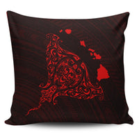 Hawaiian Map Manta Ray Red Polynesian Pillow Covers - AH Pillow Covers Black - Polynesian Pride