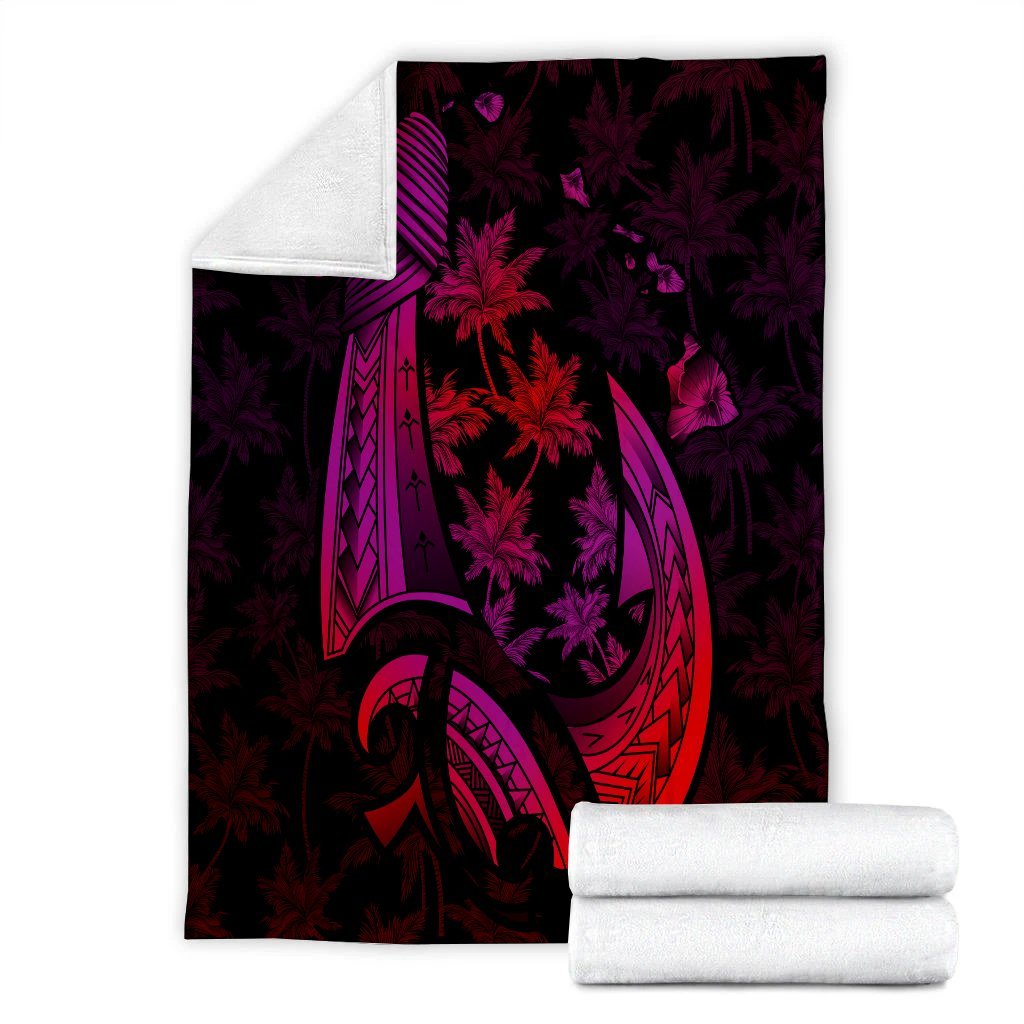 Hawaiian Map Palm Trees Fish Hook Polynesian Premium Blankets Colorful Red - AH - Polynesian Pride
