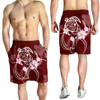 Hawaiian Map Plumeria Turtle Swim Polynesian Men's Shorts - AH - Polynesian Pride