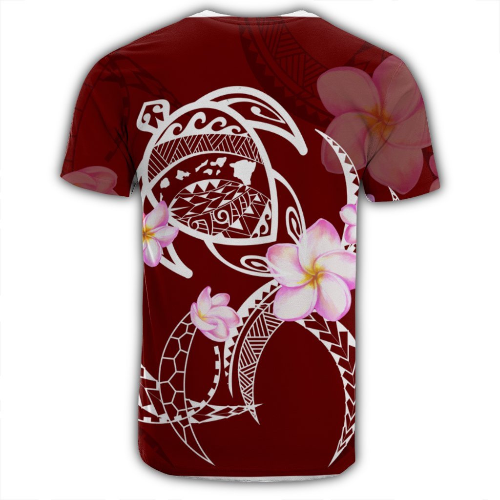 Hawaiian Map Plumeria Turtle Swim Polynesian T Shirt - Polynesian Pride