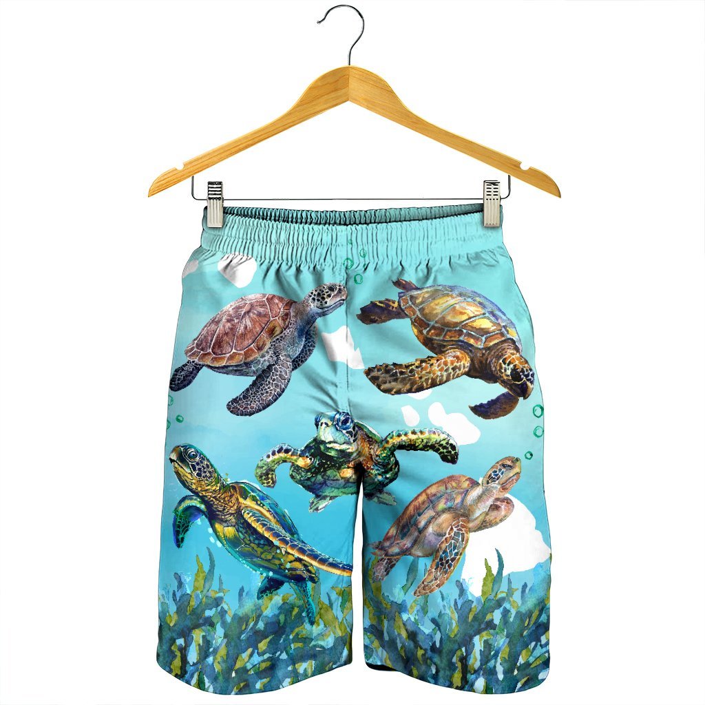 Hawaiian Map Sea Turtles Ocean Polynesian Men's Shorts - AH - Polynesian Pride