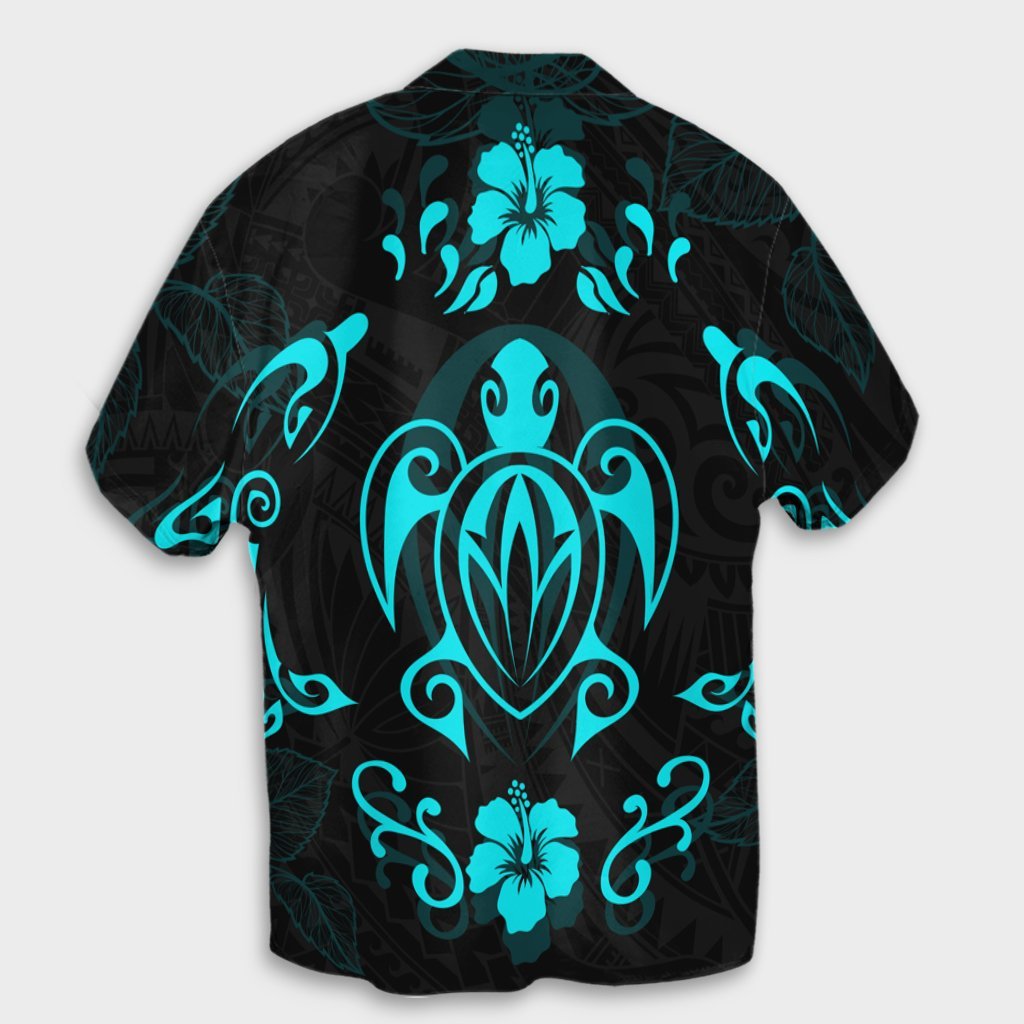 Hawaiian Map Turtle Dolphin With Plumeria Hawaiian Shirt - AH - Polynesian Pride