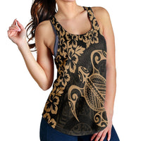 Hawaiian Map Turtle Hibiscus Kanaka Polynesian Racerback Tank - Gold - AH - Polynesian Pride