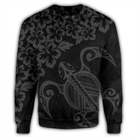 Hawaiian Map Turtle Hibiscus Kanaka Polynesian Sweatshirt - Gray - AH - Polynesian Pride