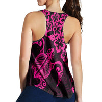 Hawaiian Map Turtle Hibiscus Kanaka Polynesian Racerback Tank - Pink - AH - Polynesian Pride