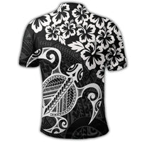 Hawaiian Map Turtle Hibiscus Kanaka Polynesian Polo Shirt White - Polynesian Pride