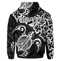 Custom Hawaiian Map Turtle Hibiscus Kanaka Polynesian Hoodie White - Polynesian Pride