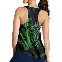 Hawaiian Map Turtle Hibiscus Plumeria Polynesian Racerback Tank - Green - AH - Polynesian Pride