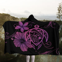 Hawaiian Map Turtle Hibiscus Plumeria Polynesian Hooded Blanket - Pink - AH - Polynesian Pride