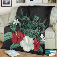 Hawaiian Map Turtle Hibiscus Polynesian Premium Blankets - AH - Polynesian Pride