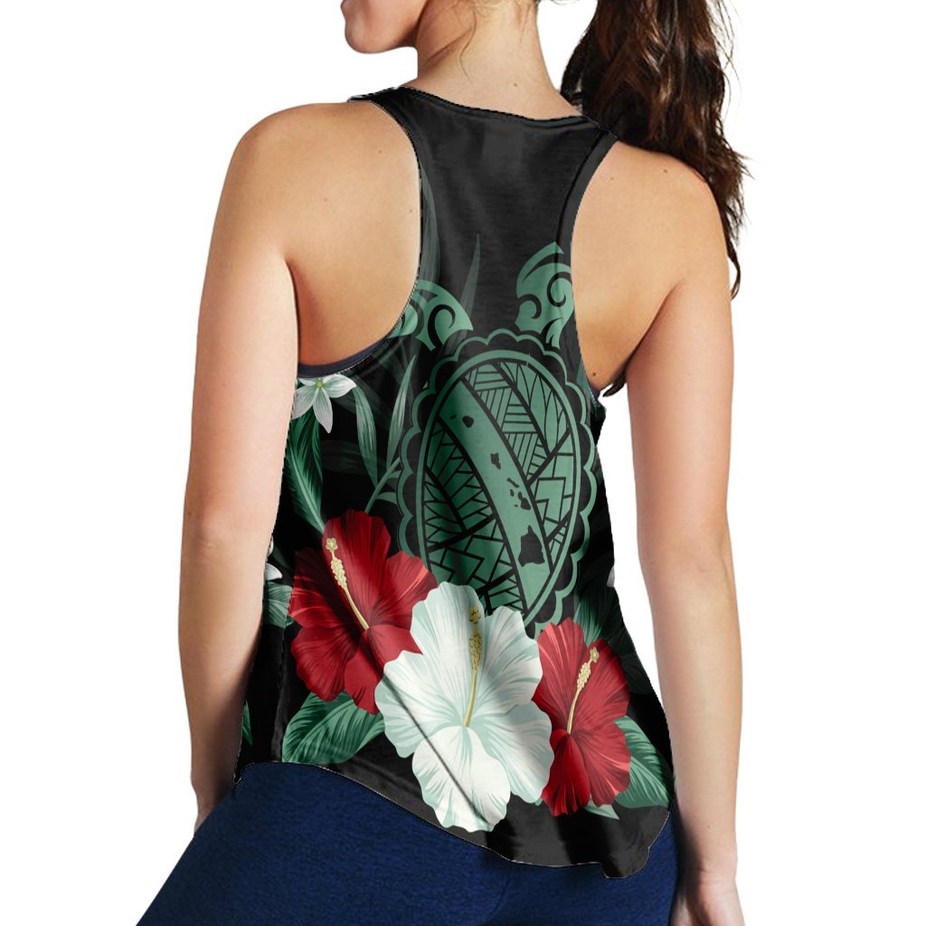 Hawaiian Map Turtle Hibiscus Polynesian Racerback Tank - AH - Polynesian Pride