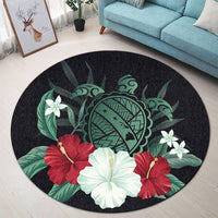 Hawaiian Map Turtle Hibiscus Polynesian Round Carpet - AH - Polynesian Pride