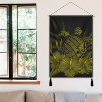 Hawaiian Map Turtle Hibiscus Polynesian Hanging Poster - Yellow - AH - Polynesian Pride
