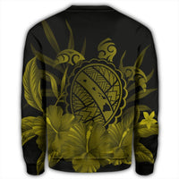 Hawaiian Map Turtle Hibiscus Polynesian Sweatshirt - Yellow - AH - Polynesian Pride