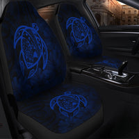 Hawaiian Map Turtle Kanaka Hibiscus Polynesian Car Seat Covers - Blue - AH - Polynesian Pride