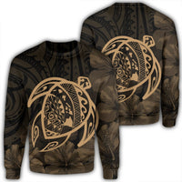 Hawaiian Map Turtle Kanaka Hibiscus Polynesian Sweatshirt - Gold - AH Unisex Black - Polynesian Pride