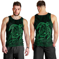 Hawaiian Map Turtle Kanaka Hibiscus Polynesian Tank Top - Green - AH - Polynesian Pride