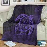 Hawaiian Map Turtle Kanaka Hibiscus Polynesian Premium Blankets - Purple - AH - Polynesian Pride