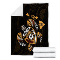 Hawaiian Map Turtle Ohana Hibicus Polynesian Premium Blankets - AH - Polynesian Pride