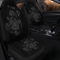 Hawaiian Map Turtle Ohana Hibicus Polynesian Car Seat Covers - Gray - AH - Polynesian Pride