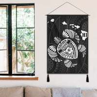 Hawaiian Map Turtle Ohana Hibicus Polynesian Hanging Poster - White - AH - Polynesian Pride