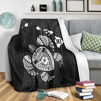 Hawaiian Map Turtle Ohana Hibicus Polynesian Premium Blankets - White - AH - Polynesian Pride