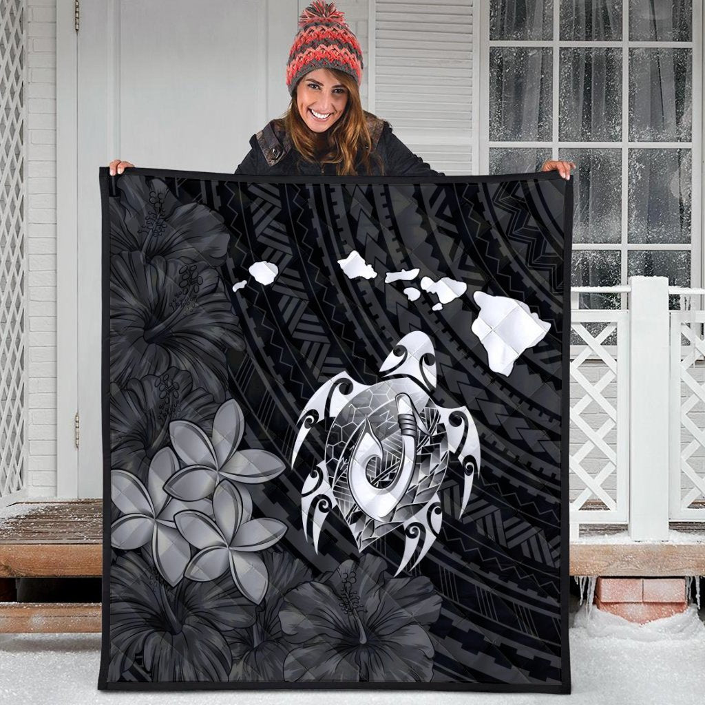 Hawaiian Map Turtle Plumeria Hibiscus Fish Hook Polynesian Premium Quilts - AH - Polynesian Pride