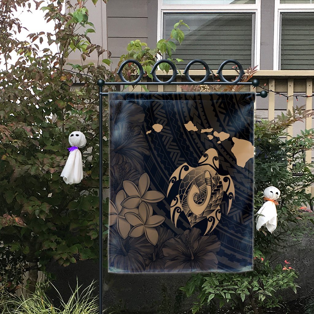 Hawaiian Map Turtle Plumeria Hibiscus Fish Hook Polynesian Flag Gold - AH - Polynesian Pride