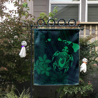 Hawaiian Map Turtle Plumeria Hibiscus Fish Hook Polynesian Flag Green - AH - Polynesian Pride