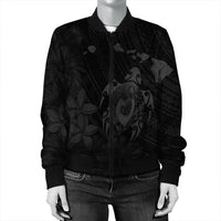 Hawaiian Map Turtle Plumeria Hibiscus Fish Hook Polynesian Bomber Jacket Grey - AH - Polynesian Pride