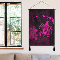 Hawaiian Map Turtle Plumeria Hibiscus Fish Hook Polynesian Hanging Poster Pink - AH - Polynesian Pride