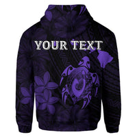 Custom Hawaiian Map Turtle Plumeria Hibiscus Fish Hook Polynesian Hoodie Purple - Polynesian Pride