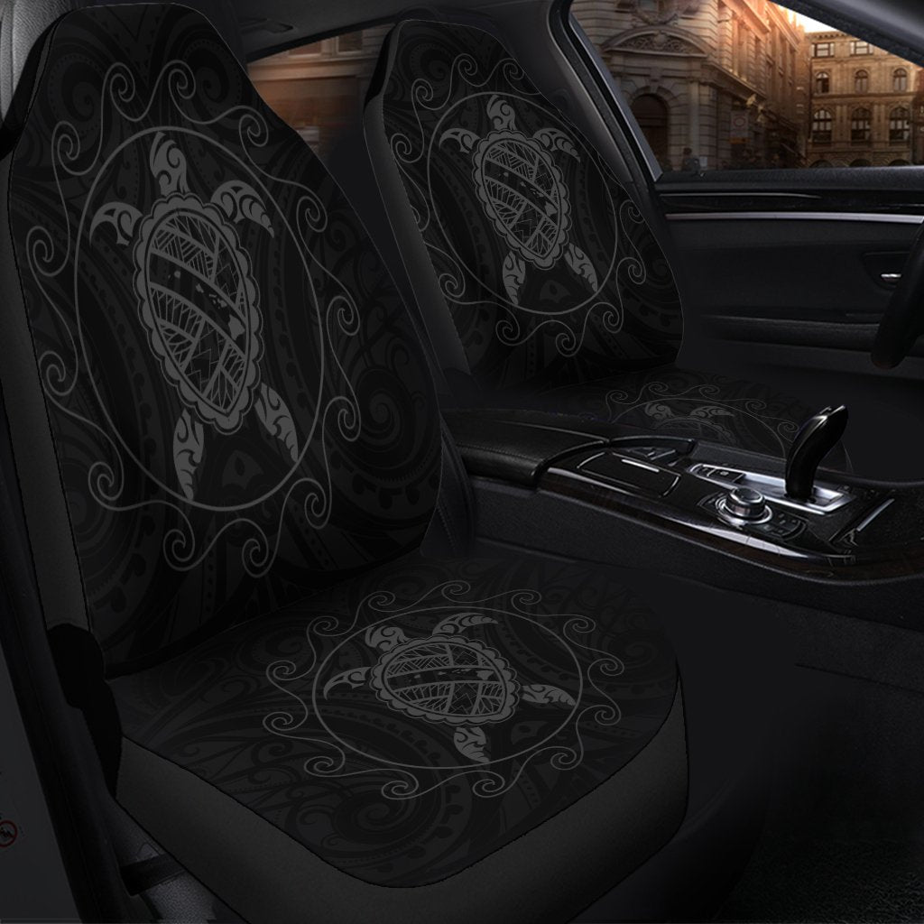 Hawaiian Map Turtle Wave Polynesian Car Seat Covers Gray - AH - Polynesian Pride