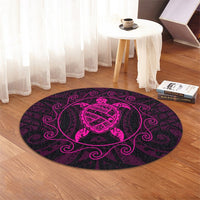 Hawaiian Map Turtle Wave Polynesian Round Carpet Pink - AH - Polynesian Pride