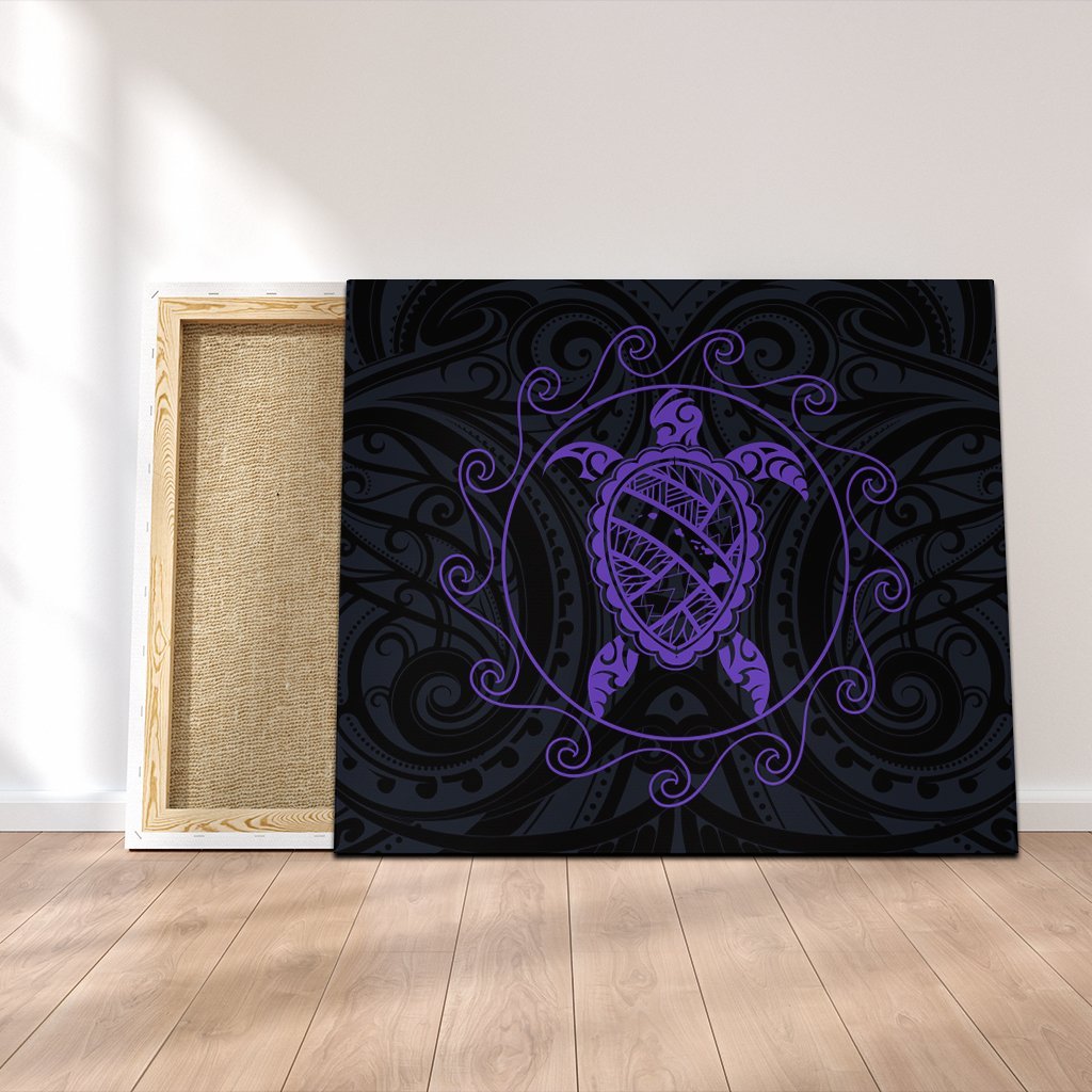 Hawaiian Map Turtle Wave Polynesian Canvas Purple - AH Canvas Poly-cotton - Polynesian Pride