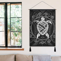 Hawaiian Map Turtle Wave Polynesian Hanging Poster White - AH - Polynesian Pride