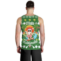 Hawaiian Mele Kalikimaka Santa Claus Pattern Christmas Men's Tank Top - Green - Labo Style - AH - Polynesian Pride