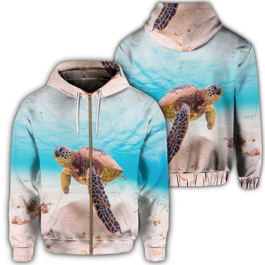 Hawaiian Ocean Picture Zip Hoodie Unisex Art - Polynesian Pride