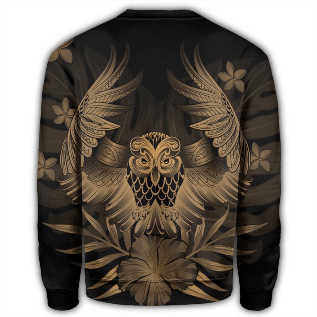 Hawaiian Owl Hibiscus Plumeria Polynesian Sweatshirt - Gold - AH - Polynesian Pride
