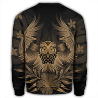 Hawaiian Owl Hibiscus Plumeria Polynesian Sweatshirt - Gold - AH - Polynesian Pride
