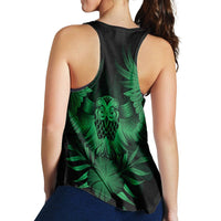 Hawaiian Owl Hibiscus Plumeria Polynesian Racerback Tank - Green - AH - Polynesian Pride