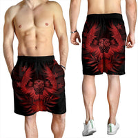 Hawaiian Owl Hibiscus Plumeria Polynesian Men's Shorts - Red - AH - Polynesian Pride