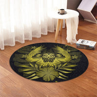 Hawaiian Owl Hibiscus Plumeria Polynesian Round Carpet - Yellow - AH - Polynesian Pride