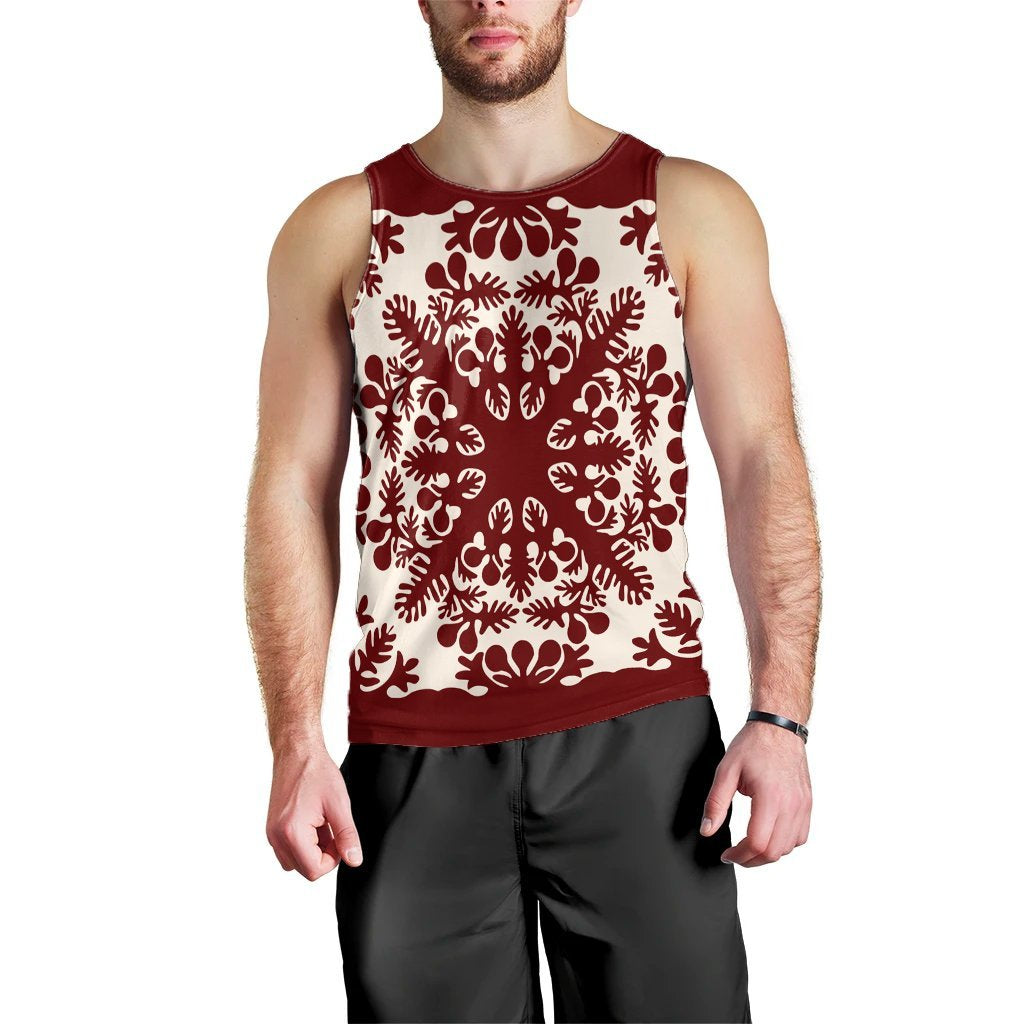 Hawaiian Palm Tree Quilt Tradition Red Tank Top - AH Black - Polynesian Pride