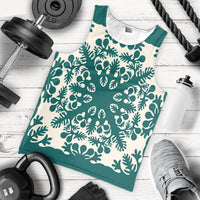 Hawaiian Palm Tree Quilt Tradition Turquoise Tank Top - AH - Polynesian Pride