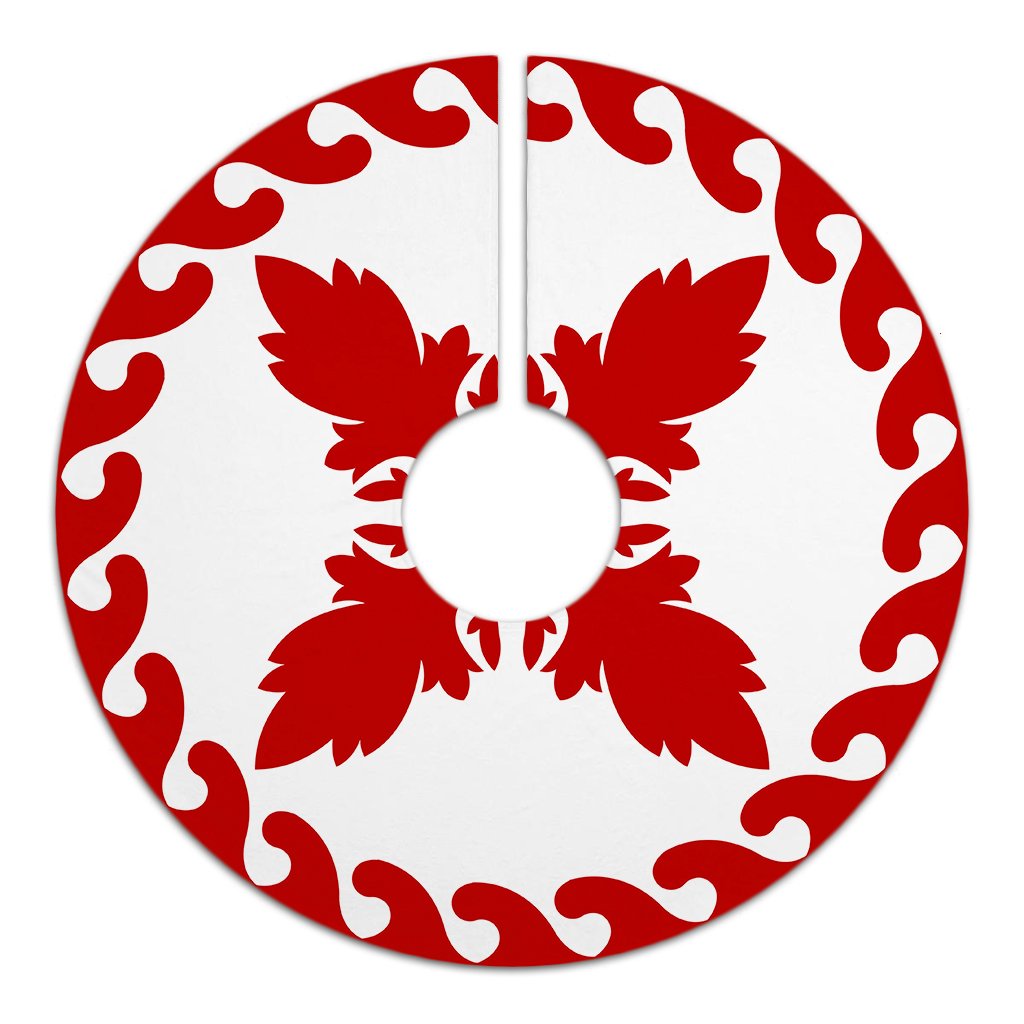 Hawaiian Pattern Flower Beauty Polynesian Tree Skirt - Red White - AH - Polynesian Pride