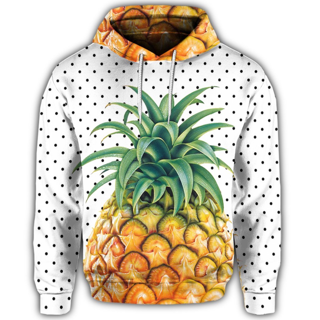 Hawaiian Pineapple Polka Dots Background Polynesian Hoodie - Polynesian Pride