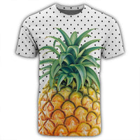Hawaiian Pineapple Polka Dots Background Polynesian T Shirt AH - Polynesian Pride